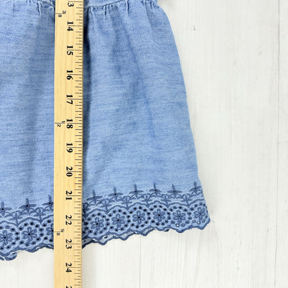 Old Navy Womens XL Chambray Flutter Sleeve Top Blouse Tie Back Boho Square Neck - Picture 14 of 15